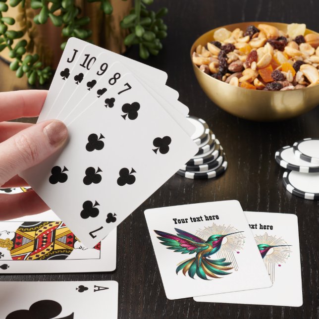 Art Deco lovers customizable Hummingbird Poker Cards (In Situ)