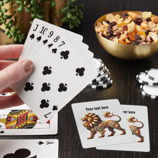 Art Deco lovers customizable lion  Poker Cards (In Situ)