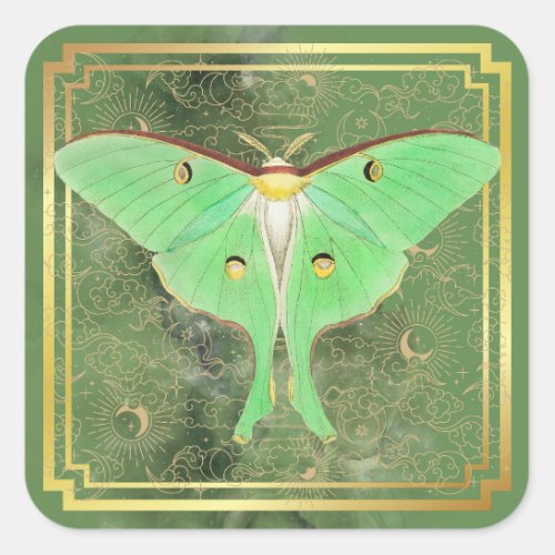 Art Deco Luna Moth  Square Sticker