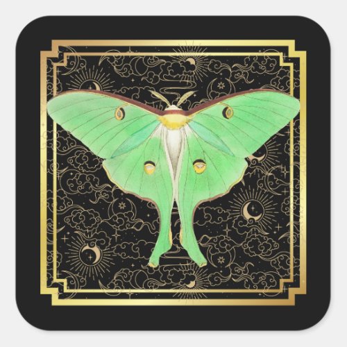 Art Deco Luna Moth  Square Sticker