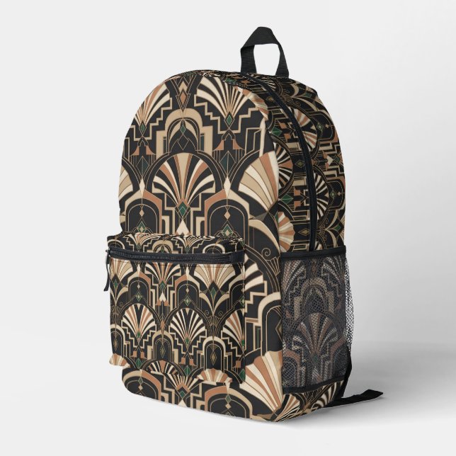 Art Deco Luxury Backpack (Back Corner Right)