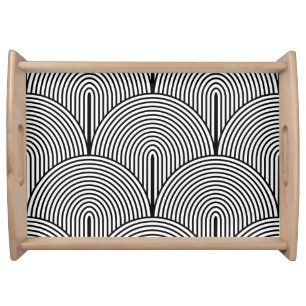 Art Deco, Luxury Black White. Serving Tray