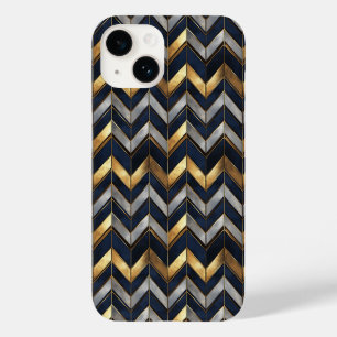 "Art Deco Luxury Design: Gold, Silver & Blue Case-Mate iPhone 14 Case