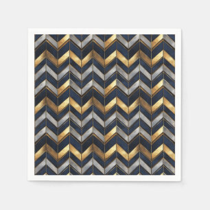 "Art Deco Luxury Design: Gold, Silver & Blue Napkins