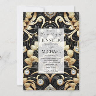 Art Deco Luxury Diamond | QR Code Wedding Invitation