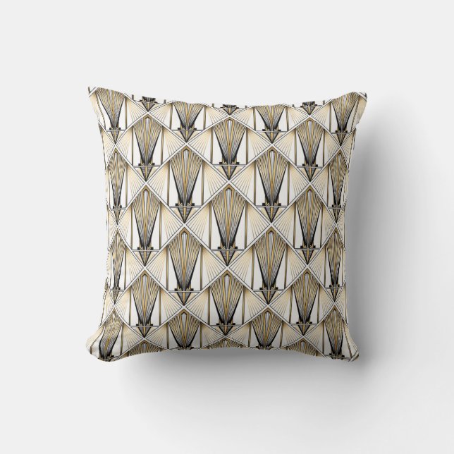 Art Deco, luxury gold motif Throw Pillow (Front)