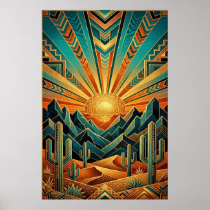Art Deco Majestic Mesa Poster - Geometric Desert