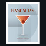 Art Deco Manhattan Poster<br><div class="desc">This Manhattan illustration is part of the Classic Cocktail Collection. Drawn in an art deco style with the basic recipe ingredients for creating the cocktail.</div>