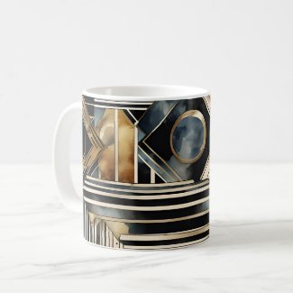 Art-deco marble Black and gold Jazzy Geometric 