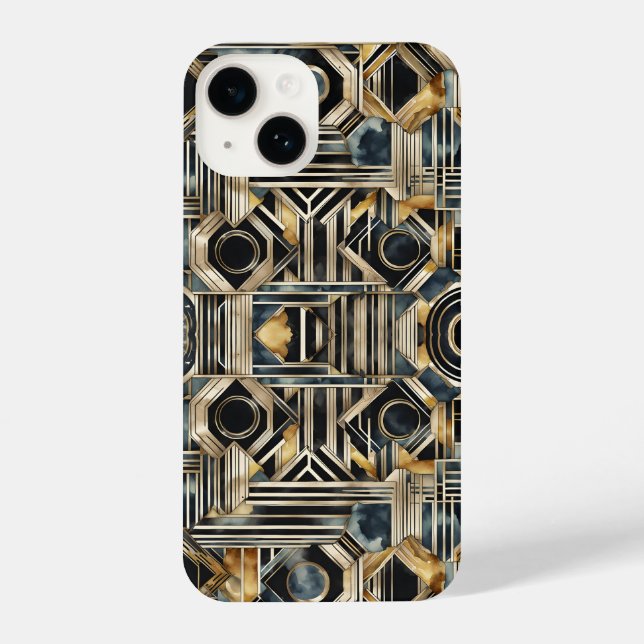 Art-deco marble Black and gold Jazzy Geometric  iPhone Case (Back)