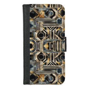 Art-deco marble Black and gold Jazzy Geometric iPhone 8/7 Wallet Case