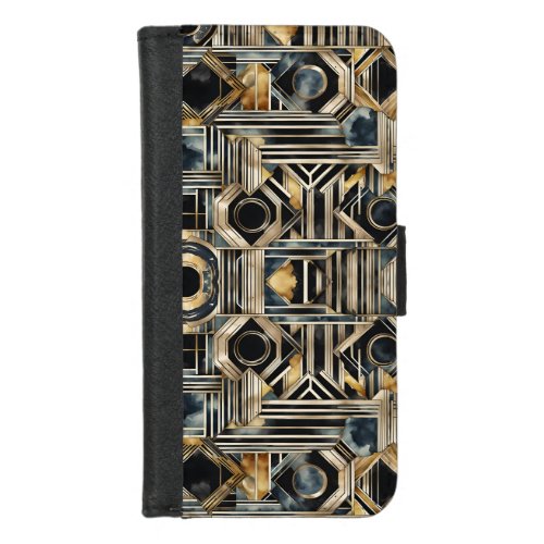 Art-deco marble Black and gold Jazzy Geometric  iPhone 8/7 Wallet Case