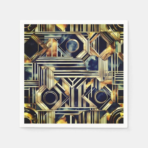 Art_deco marble Black and gold Jazzy Geometric  Napkins