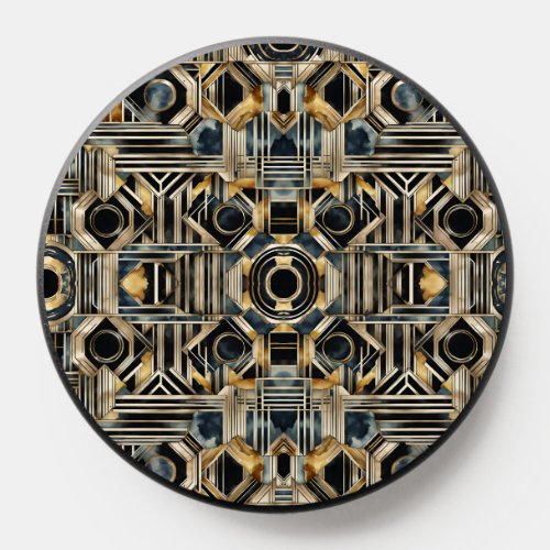 Art-deco marble Black and gold Jazzy Geometric PopSocket