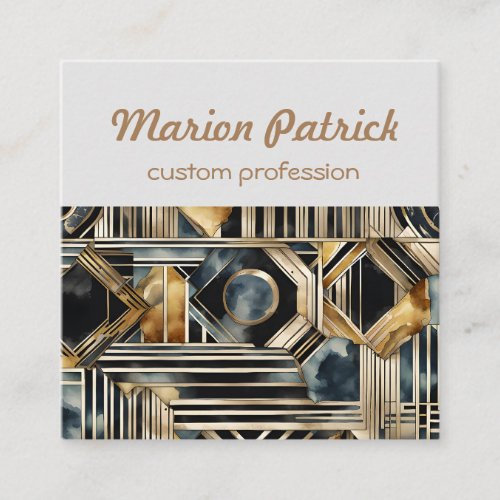 Art_deco marble Black and gold Jazzy Geometric  Square Business Card