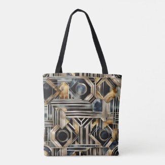 Art-deco marble Black and gold Jazzy Geometric 