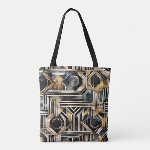 Art_deco marble Black and gold Jazzy Geometric  Tote Bag