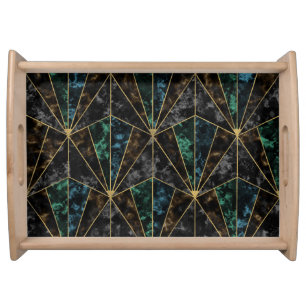 Art Deco Marble: Malachite Luxury Serving Tray