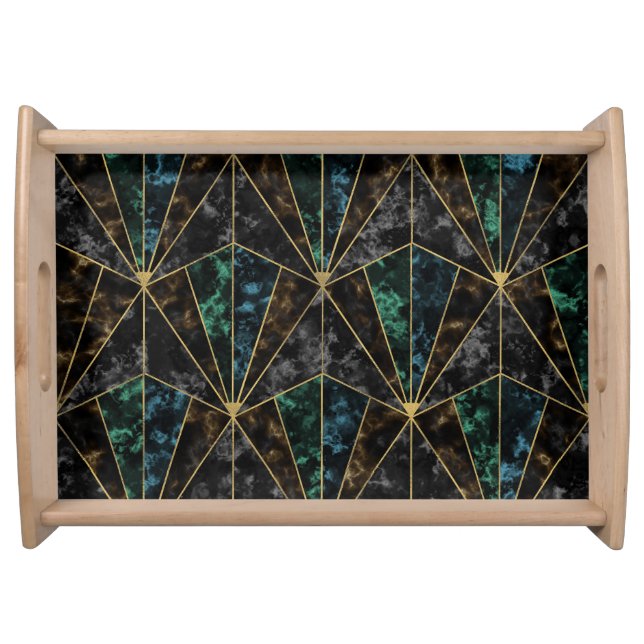 Art Deco Marble: Malachite Luxury Serving Tray (Front)