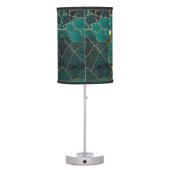 Art Deco Marble Mosaic Floral Emerald Green & Gold Table Lamp (Back)