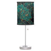 Art Deco Marble Mosaic Floral Emerald Green & Gold Table Lamp (Left)