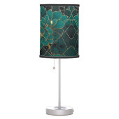 Art Deco Marble Mosaic Floral Emerald Green & Gold Table Lamp (Right)