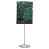 Art Deco Marble Mosaic Floral Emerald Green & Gold Table Lamp (Front)