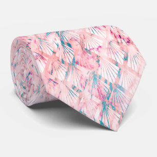 ART DECO MARBLE PINK FEATHERED SHELL TIE