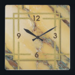 Art Deco marble Square Wall Clock<br><div class="desc">Great clock design. You will love it like others. Be free to use this design for other product you like or to customize and add your text. Follow me for more. Thank you. Have a nice day.</div>