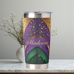 Art Deco Mardi Gras Ornate Green Purple Gold Dust Insulated Tumbler