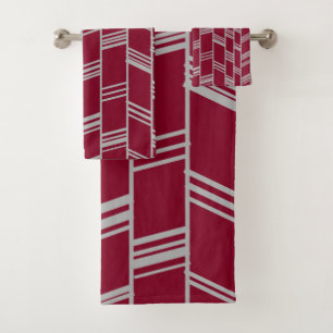 Art Deco Maroon Bath Towel Set