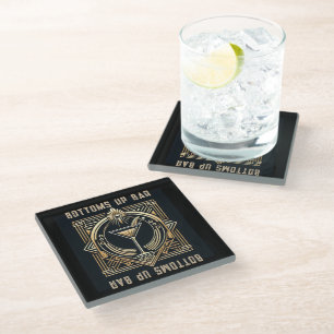 Art Deco Martini Bar Logo Glass Coaster