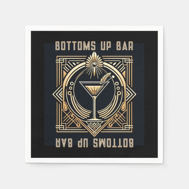 Art Deco Martini Bar Logo Napkins (Front)