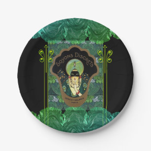 Art deco masked turban woman french perfume paper plates