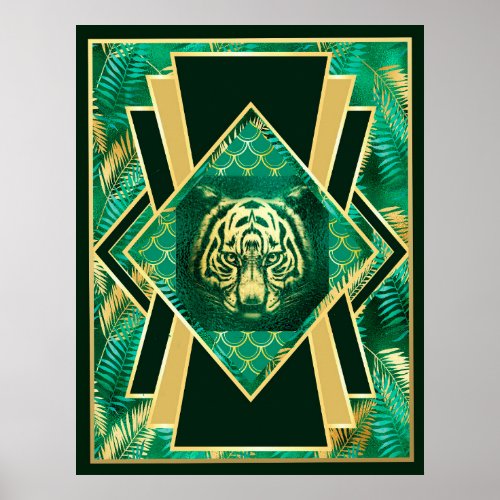 Art Deco Meets Jungle Tiger Poster