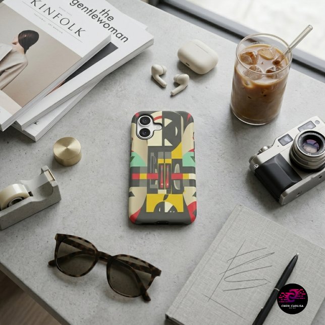 Art Deco Meets Mid-Century Modern Case-Mate iPhone Case (Art Deco attitude with Mid-Century Modern color built straight into your phone style.)