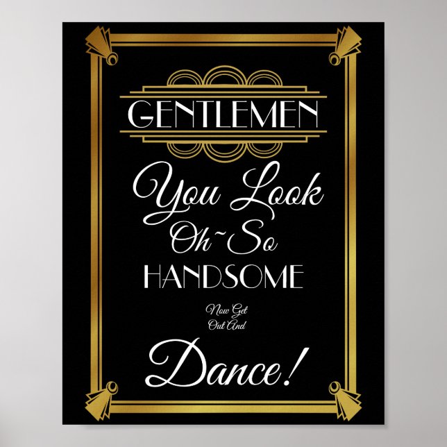 Art deco Mens Bathroom sign (Front)