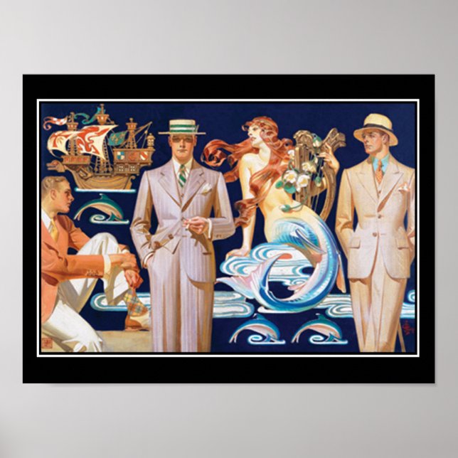 Art Deco Mens Fashion Vintage Poster (Front)