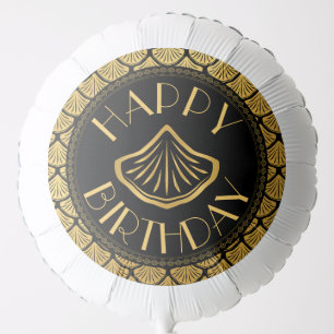 Art Deco Mermaid Scales - Black & Gold Birthday Balloon
