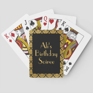 Art Deco Mermaid Scales - Black & Gold Birthday Poker Cards