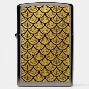 Art Deco Mermaid Scales - Black & Gold Zippo Lighter