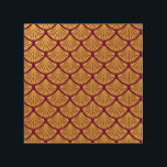 Art Deco Mermaid Scales - Magenta<br><div class="desc">A pattern of mermaid scales in a dark magenta color,  with a gold background. The scales are in an art deco style.</div>
