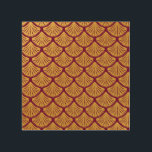 Art Deco Mermaid Scales - Magenta<br><div class="desc">A pattern of mermaid scales in a dark magenta color,  with a gold background. The scales are in an art deco style.</div>