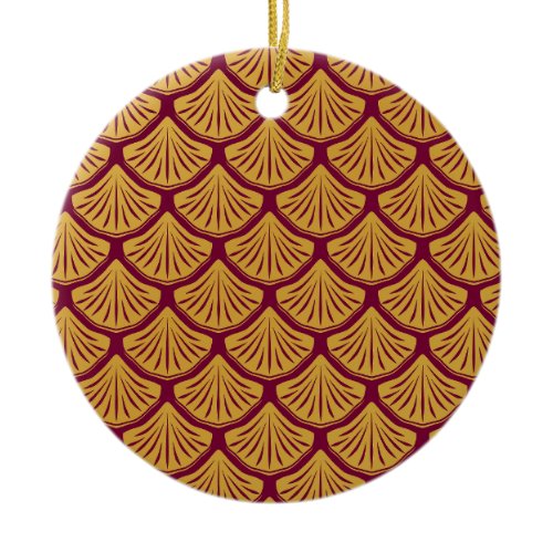 Art Deco Mermaid Scales - Magenta Ceramic Ornament