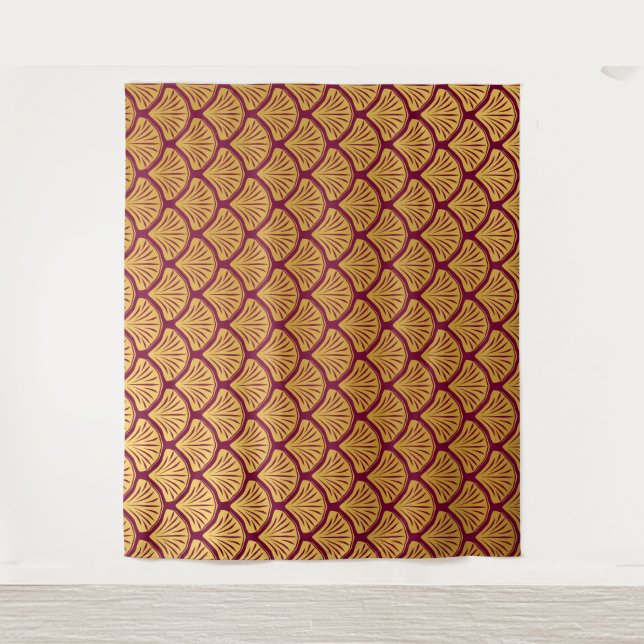 Art Deco Mermaid Scales - Magenta Tapestry (Front)