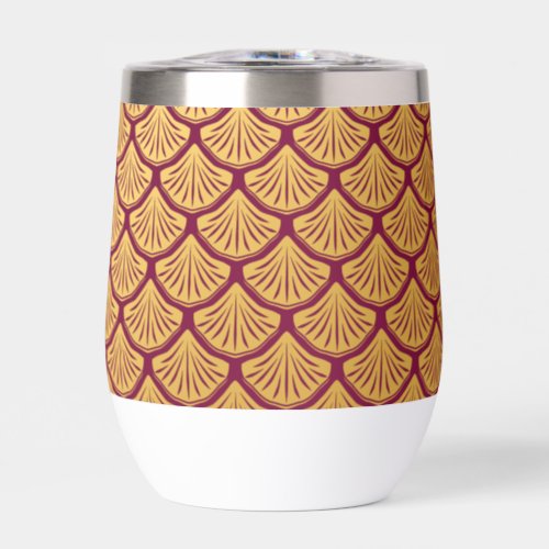 Art Deco Mermaid Scales _ Magenta Thermal Wine Tumbler