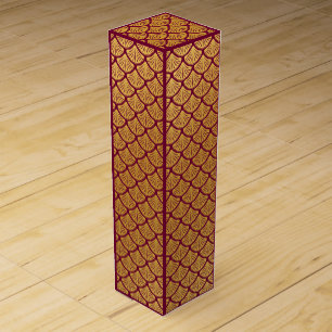 Art Deco Mermaid Scales - Magenta Wine Box