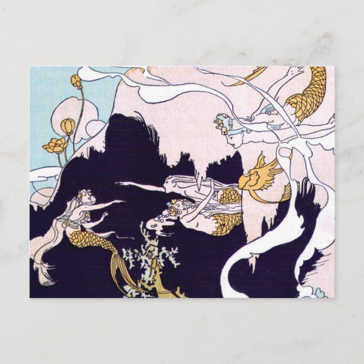 Art Deco Mermaids Postcard Zazzle 6663