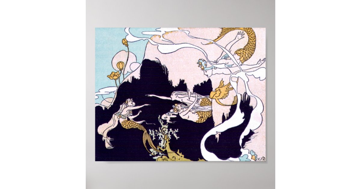 Art Deco Mermaids Poster | Zazzle