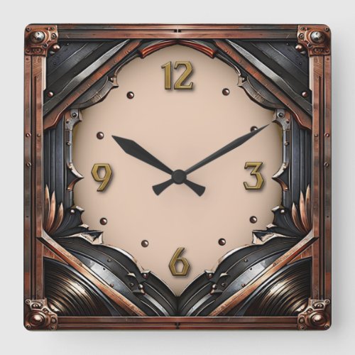Art Deco Metal  Square Wall Clock